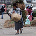 Donna nativa che trasporta Alfaalfa (Mercado indigeno di Saquisili)