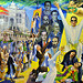 Un grande pannello dipinto rappresentate la storia di El Salvador